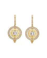 Temple St. Clair 18K Yellow Gold Fj Blue Moonstone & Diamond Orbital Drop Earrings