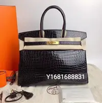 在飛比找Yahoo!奇摩拍賣優惠-專櫃正品 HERMES BIRKIN 35 黑色 金扣 倒V