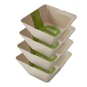 4x EcoSouLife Reusable Rice Husk Small Serving Square Bowl Tableware 600ml Beige