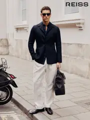 Reiss Navy Gallagher Wool-Blend Single-Breasted Blazer Slim-Fit (H16272) | $675