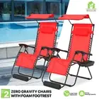 Set of 2 Foldable Zero Gravity Lounge Chair Sunshade Canopy Beach w/Cup Holder