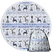Purplish Native American Art Pattern Stripes Round Beach Towel