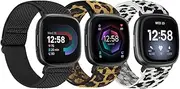 [TumpCez] Elastic Nylon Strap Compatible with Fitbit Versa 4/Fitbit Sense 2/Fitbit Versa 3/Fitbit Sense, Soft Adjustable Stretchy Wristbands Sport Replacement Straps for Women Men