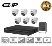 EZIP by Dahua 6MP kit 6x IP Security Camera System 8 Channel NVR CCTV with 4TB