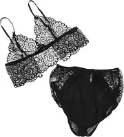 [DEARMAMY] 1 Set Lace Mesh Transparent Jumpsuit Set (Black L) Camisole Lady Clothing Pants Bikini White Bralette Glitter Females Skirt Loom Custom Bodysuits Bralettes Female Clothes Polyester