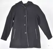 Pendleton Duffle Women's 8 Wool Blend Hooded Black Coat NEW MSRP $375