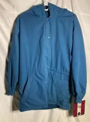 Vntg Andy Johns Polyester Cotton Reversible Hooded Zip Jacket Women's Teal M