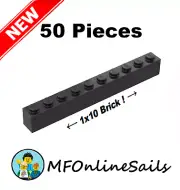 *NEW* 50x Genuine LEGO 1x10 Bricks - Black - Piece # 6111 Bulk Long