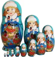 Stacking Nested Set Hand Painted Stacking 10 Dolls and Educate Handmade Toy for Christmas Easter Halloween Decorations Birthday Wishing Gift Handmade Nesting Dolls