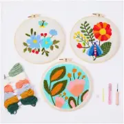 Rug-Punch Delight: Beginner Kids' Embroidery Kit - 3 Pack with Patterns, Threade
