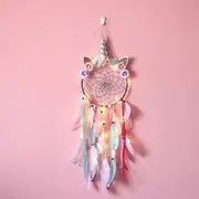 Purple Unicorn Dream Catcher with Light Up for Girls, Feather Dream Catcher with LED Lights for Bedroom Decoration, Birthday Gift for Girls