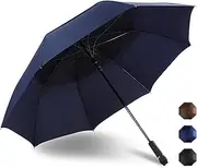62 Inch Arc Umbrella Double Layer Vented Big Windproof Waterproof Umbrellas,Automatic Open Golf Umbrella for Men and Women and Family
