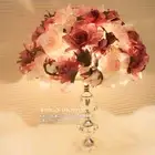 French Rose Flower Bedside Desk Table Lamp with Crystal Base Nice Decoration