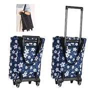 Folding Shopping Pull Cart Trolley Bag with Wheels Reusable Grocery Shopping Bags Eco Large Food Supermarket Vegetables Bags