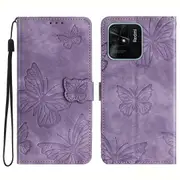 For Xiaomi Redmi 10C 4G Leather Stand Wallet Phone Cover Skin-touch Imprinted Case