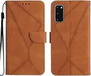 Compatible with Samsung Galaxy S20 4G Case,Compatible with Samsung Galaxy S20 4G Kickstand Flip Card Slot Magnetic Closure Phone Cover Brown