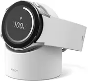 [elago] Charger Stand Compatible with Samsung Galaxy Watch 4, Classic, 3, Active 2, 1 [40 41 44 45 46mm] Nightstand, Cable Management [Cable Not Included] (White)