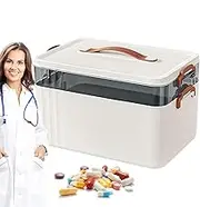 Medicine Box Organizer | Multi-Tier Household Storage Box Holder with Handle - Clear Safety Accessories, Large Capacity Supply Container for Camping, Traveling
