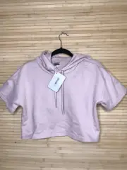 NWT Gymshark Legacy Fitness Women's sz Medium M Chalk Taupe Workout SS Hoodie