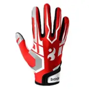 Boodun American Football Gloves Anti-Slip Full Finger Gel Gloves White Red USA