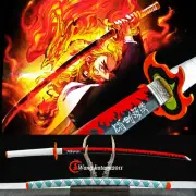 Demon Slayer鬼滅之刃Rengoku Kyoujurou 1060 Steel Katana Japanese Samurai Anime Sword