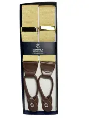 Brooks Brothers Factory Mens Suspenders Braces Button Mustard And Brown NEW