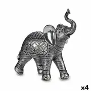 Decorative Figure Elephant Silver 27.5 x 27 x 11 Cm 4 Units
