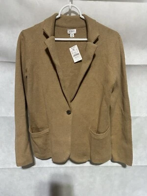 NWT J Crew Sophie XS Camel Khaki Open-Front Sweater Blazer Cardigan Pockets $138
