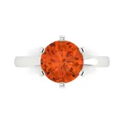 3ct Round Cut Red Engagement Promise Classic wedding Ring 14k White Solid Gold