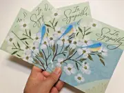 4 Cards Hallmark Sympathy Support May Peace & Love Surround You Bird and Flowers