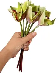 Simulation Flower 6 Cymbidium Soft Flower Arrangement Simulation Orchid Hotel Ornaments Home Decoration(Green)