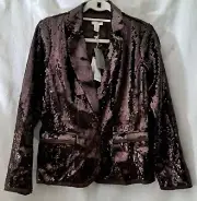 CHICO'S Shining Tuxe Sheron Jacket Size 0, Timberglass Brown, Sequins NWTs WOW !