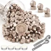 Wax Sealing Beads, 400 PCS Champagne Gold Octagon Wax Seal Beads Kits for Wax S