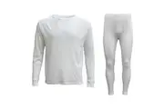 Mens Womens 2PCS SET Merino Wool Top Pants Thermal Leggings Long Johns Underwear - Men's Set - Beige