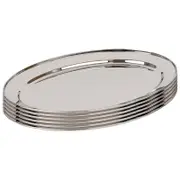 Oval Stainless Steel Serving Platters - 60cm x 41cm - Pack of 6