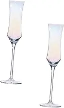CIYODO 2Pcs Elegant Rainbow Glass Goblet Chic Stemware for Home Events for Wine and Smooth Rim Meticulous Workmanship for Friends and Family