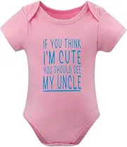 [WOOYONGING] If You Think I'm Cute You Should See My Uncle Plain Onsie Short Sleeve Baby Boy White Onesie White Boy Infant Clot