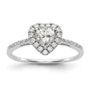 1.00ct. CZ Solid Real 14K White Gold Heart Halo Engagement Ring