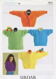 Sirdar Snuggly DK Knitting Pattern 3893 Cardigans, Sweater & Tunic Baby & Child