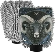 XYMZR Zodiac Gothic Goat Absorbent Microfiber Car Wash Mitt, Funny Cute Anime Scratch Free for Cars Cleaning, Home Cleaning Mitts, 2 Pack, 10.24” L x 7.09” W