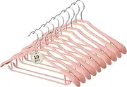 Zekroh 10 Pack Wide Shoulder Metal Hangers, 17.7 inch Heavy Duty Retro Suit Hangers with Non Slip PVC-Coating for Closet, Dresses, Pants, Sweaters, Jackets (Pink)