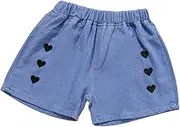 [Vhozdja] Girls' Ripped Jean Shorts Elastic Waist Cut Off Denim Shorty Shorts