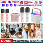 Portable Bluetooth Speaker RGB Light Mini Karaoke Party w/2 Wireless Microphones