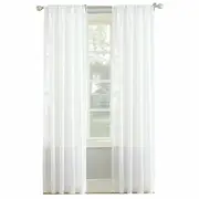 2 Panel Sheer Curtains Rod Pocket Window Sheer Voile Curtain Bedroom - White