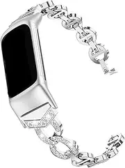 Women Girls Metal Alloy Watch Band Loop For Fitbit Charge 6 5 Fashion Wristband Bracelet Strap For Fitbit Charge 5 6