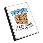 Beware Crazy Cookie Man Passport Holder Cover Case Funny Food Biscuit Chocolate