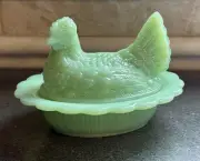 Mosser Glass USA Hen on Nest - JADE / JADEITE - NEW 6.5"
