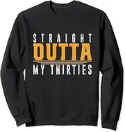 [X.Style] Straight Outta My Thirties 1983 40th Birthday Gag for Women Sweatshirt ds1716 Sweater (XL) Black