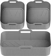 Microwave Baking Mat, Air Fryer Tray Liner, Tray Mats with Handle, Heat Resistant, Non-Stick, Black/Grey for Preventing Sticking and Ensuring Easy Cleanup After Cooking Session