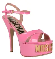 Moschino Women's Logo Sole Leather Platform Heels Sandals Pink Size 39 / US 9